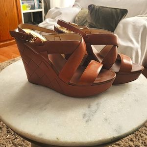 Michael Kors tan platform wedges
